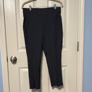 Anne Klein Navy and White Grid Ankle Pants